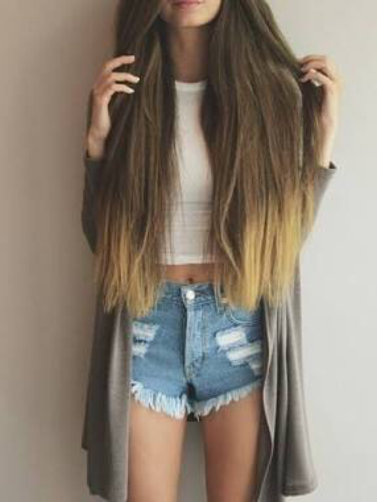 Cute black shorts long hair