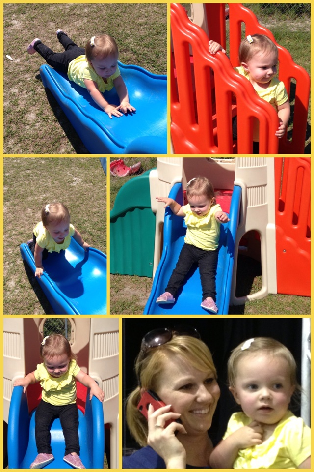 Brooklyn practicing her favorite part of school...RECESS!! And hangin' with Aunt Stacie. 